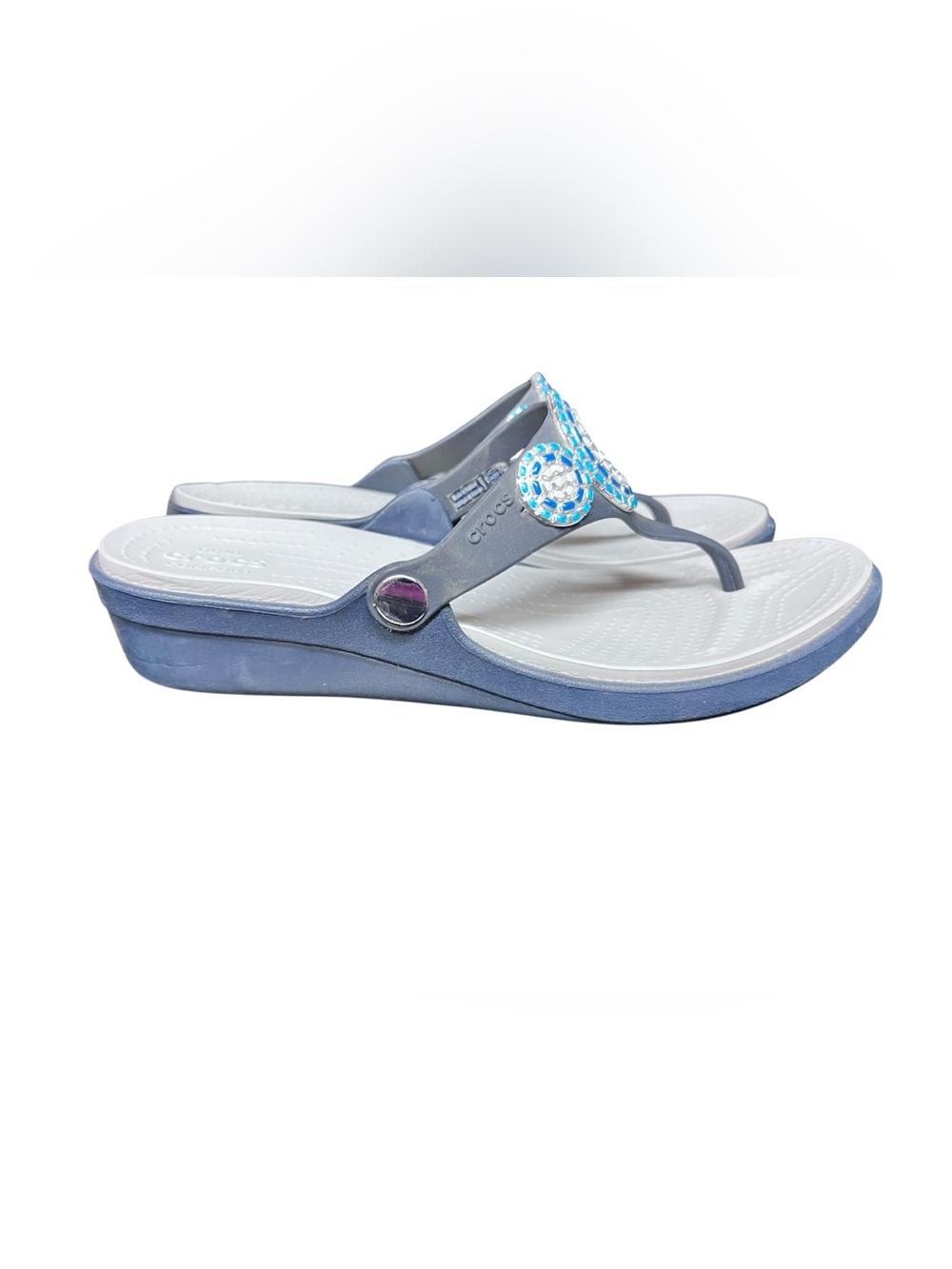 Crocs Sanrah Diamante Wedge Flip
Sandals Size 10 Navy Embellished EUC - Picture 2 of 9